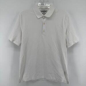 COS Polo Shirt Mens Medium White Regular Fit Short Sleeve 100% Cotton Pique